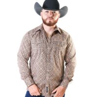 Camisa Rodeo Carte Caballero Sublimada Rombos Naranja